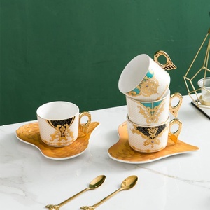 Angel wings Gold Classic Fashion Pattern Couple <b>Tea</b> <b>Cup</b> Coffee <b>Cup</b> with <b>Cups</b> and <b>Saucers</b> - Product Image 1