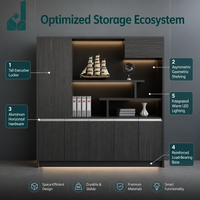 Bibliothèque Modulaire en Bois Massif Économique et Écologique, Armoire de Rangement Commerciale avec Éclairage LED pour Entreprises, Administrations et Écoles