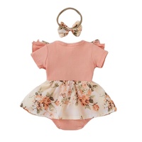 Ensemble Robe-Combinaison R&B pour Bébé Fille, Coton Biologique, Grenouillères Fille Manches Courtes, Vêtements Nouveau-né, Ensembles de Vêtements pour Bébés