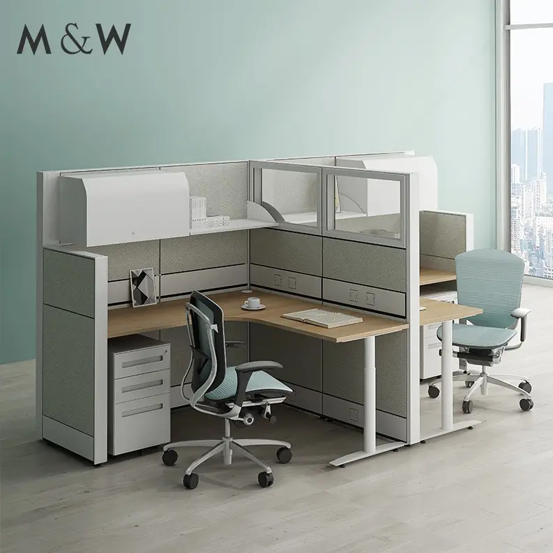 Nouveau design de cloison de table de qualité poste de travail ouvert bureau 2 personnes poste de travail mobilier de bureau