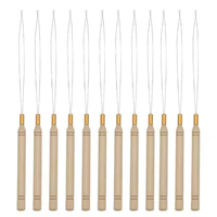 Kit de couture Huiru : Outil de tirage de fils à manche en bois, aiguille à boucle pour micro-tufting, enfile-aiguille, outils durables pour extensions capillaires