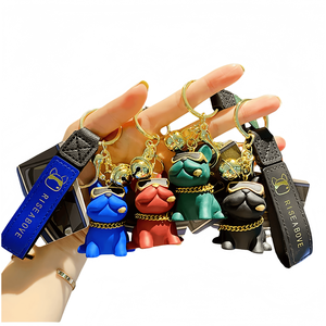 Nouveau Porte-clés 3D en PVC, Motif Bouledogue Français Mignon, Pendentif de Sac, Décoration de Voiture, Anime <span class=keywords><strong>Battle</strong></span> - Product Image 1