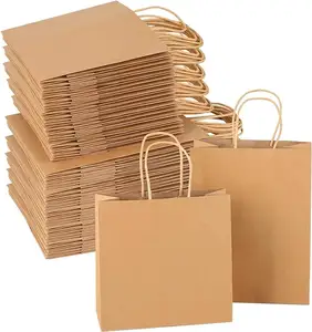 चीन निर्माता प्रत्यक्ष थोक कस्टम मेड मुद्रित लोगो पैकेजिंग क्राफ्ट शॉपिंग पेपर बैग हैंडल गिफ्ट पेपर बैग के साथ