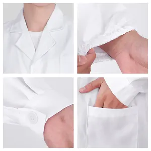 High Quality Men's Short Sleeved White Laboratory Coat Woven Polyester Cotton Hospital Uniform Office Sample Design Hot Selling