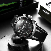 Montre sport à cadran en fibre de carbone, lumineuse, bracelet en caoutchouc, chronographe à quartz, montre-bracelet en or rose, étanche, design de luxe