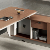 Meubles de bureau commerciaux de haute qualité, bureau de direction minimaliste avec armoire latérale amovible pour un espace de bureau de luxe