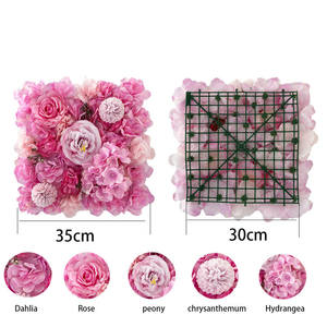 <span class=keywords><strong>Panneau</strong></span> mural de fleurs artificielles en soie hydrangea et pivoine 35x35cm imperméable réutilisable pour mariage, Noël, remise de diplôme - Product Image 1