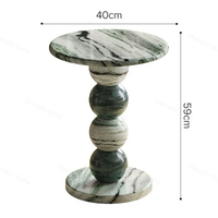 Table basse ronde moderne en marbre avec base à billes empilées, écologique, durable, de luxe, en pierre verte, meubles de salon