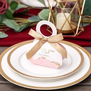 New Style Luxury Packaging <b>Wedding</b> <b>Gift</b> Chocolate Candy Bridal Shower Paper Pink Party Favor <b>Boxes</b> with Ribbons - Product Image 4