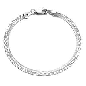 klassische flache schlange 925 sterlingsilber-armbänder für frauen männer großhändler - Product Image 2