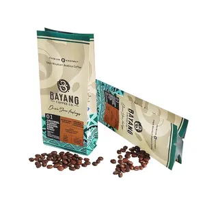 custom laminated material gravure printing 100g 250g 500g 1kg food grade side gusset coffee packaging bag