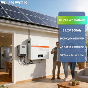 Baterías SUNPOK <span class=keywords><strong>Powerwall</strong></span> de 10 kWh, Litio 51.2V 200Ah, Montaje en Pared, 48V 51.2V 10kWh, Batería Lifepo4 para Almacenamiento de Energía Solar Doméstica - Product Image 1