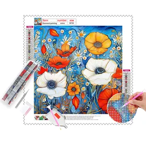 Diy Diamond Painting Kit Wilde Papaver Bloemen Stilleven Muur Schilderij 5d Diamond Art Painting