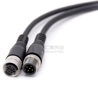 Cable LAN M12 con Conector Blindado, 10 Metros, Moldeado, 5 Pines, 5 Polos, Macho a Hembra