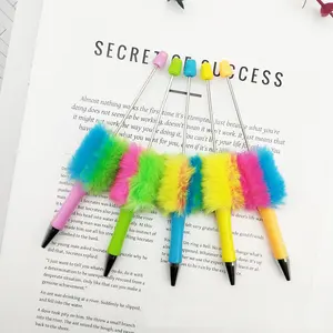 New Arrival DIY Ballpoint Fur Pens For Jewelry Making High Quality Glitter Beadable Gradient Multi Rainbow Colored Pens