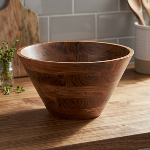 Handmade Polished Vintage <b>Large</b> Curved Acacia <b>Bowls</b> Eco-Friendly Decorative Party Fruits <b>Salad</b> Table Centerpiece Food Serving - Product Image 1