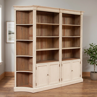 Bibliothèque Traditionnelle Moderne en Bois Massif Indonésien Blanc avec Portes et 3 Étagères - Écologique et Antique pour Maison, Bureau, Appartement, Salon