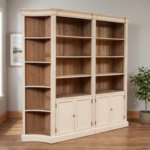 Modern <b>White</b> Indonesian Solid Wood Traditional Bookcase Doors 3 <b>Shelves</b>-Eco-friendly Antique for Home Office Apartment Living - Product Image 4