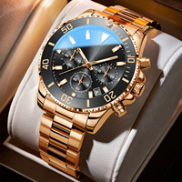 Montre personnalisée avec logo, montres de luxe pour hommes plaquées or, montres de sport, étanches, lumineuses, multifonctions, montres à quartz pour le plein air et les affaires