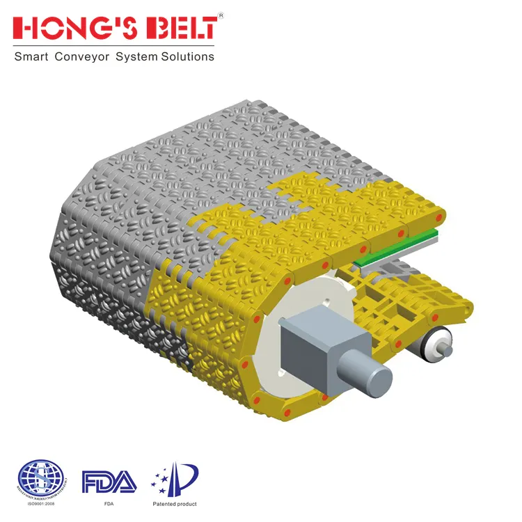 Cinta transportadora de lavado de coches de correa modular de plástico resistente Hongsbelt para la industria de lavado de transportadores de pulverización