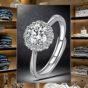 Anillo de Plata de Ley S925 con Pluma para Mujer, Certificado GRA, Anillo de Boda con Moissanita de 0.5CT - Product Image 3