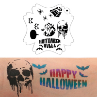 5 en 1 Pochoirs réutilisables imperméables en PET/PVC pour le visage et le corps, Tatouages temporaires, Modèles de maquillage corporel, Tenue de plus de 20 jours