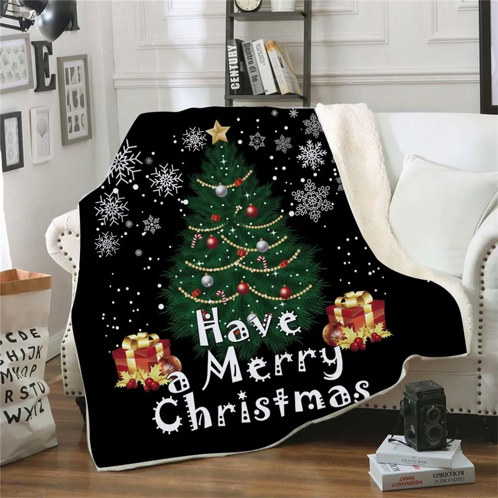 3D printed polyester and knitted fleece Christmas throw blankets for noel seasonal holidays
