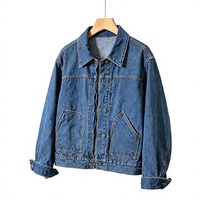 Veste en jean décontractée pour homme en toile de coton, style vintage, pour l'hiver, OEM, réversible, col à revers, boutonnée, coupe ample, poches plaquées, personnalisable, grandes tailles
