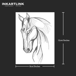 Autocollant Tatouage Personnalisé Tête de Cheval, Art Linéaire Géométrique Minimaliste, Motif Herbal, Semi-permanent 15 Jours, Art Corporel pour Bras et Épaule, Vente en Gros - Product Image 3