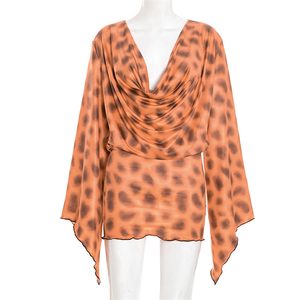 <span class=keywords><strong>Robe</strong></span> à imprimé léopard tendance pour femmes, nouvelle tendance automne, col à revers, manches longues, mini <span class=keywords><strong>robe</strong></span> moulante - Product Image 4