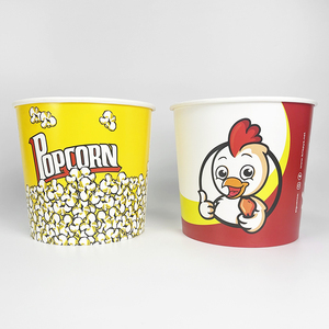 Gıda sınıfı ambalaj kızarmış tavuk kovaları tek kullanımlık özel Logo baskılı büyük patlamış mısır kabı kağıt kova - Product Image 5