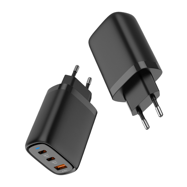 65W GaN EU/UK/US USB Charger Type A+C+C Fast Charge PD/QC3.0 White/Black for Camera Use