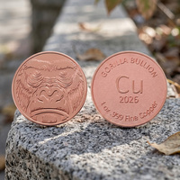 Pièces de monnaie en cuivre personnalisées, portrait de gorille en relief profond 3D, gaufrage double face, cuivre pur 999, 1 once