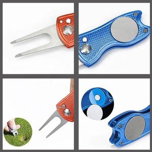 Factory Wholesale Foldable Metal Pitch Fork Custom Logo Divot <b>Tool</b> Golf Ball Markers Magnetic Hat <b>Clip</b> Accessories Summer - Product Image 4