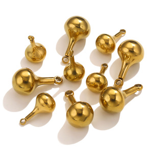 Pendentif en forme d'ampoule en acier inoxydable plaqué or 18K PVD |   Breloque creuse en forme de goutte pour la fabrication de bijoux DIY (colliers, bracelets) |   Imperméable et durable - Product Image 2