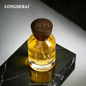 Botella de Perfume Redonda de Vidrio de Lujo Personalizada, 30ml 50ml 100ml, Transparente, Pulida, Vacía, con Tapa de Madera - Product Image 3