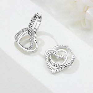 Pendientes de corazón de latón blanco de doble capa, pendientes de moda de alta gama originales, venta al por mayor para mujer - Product Image 6