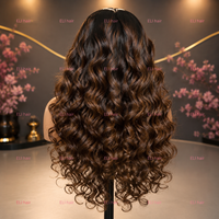 Perruque en cheveux humains vietnamiens 12A Ombré Brun Ondulé Profond pour Femme, Perruque Frontale en Dentelle HD 13*6 Sans Colle 2T, Blond Cendré 13*4 Lisse Comme un Bâton