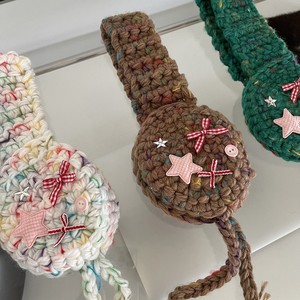 Orejeras de punto estilo forestal con decoración de estrella y lazo para mujer, orejeras cálidas de algodón para otoño e invierno, colores variados - Product Image 2