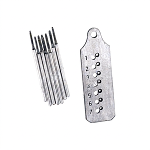 Tapered Baguette Cut <b>Iron</b> Rotary Drill Bits Set for Jewelry Drilling DIY Tools with Storage Plate <b>7</b> Pieces - Product Image 1