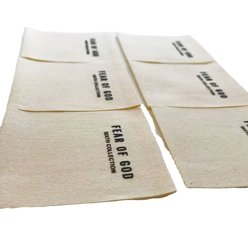Fita de algodão orgânica para personalização, etiqueta ecológica de tecido de lona orgânica com impressão de roupas