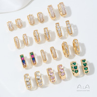 Boucles d'oreilles créoles pendantes géométriques en zircon plaqué or 18 carats pour femme - Bijoux fins, idéal pour un cadeau