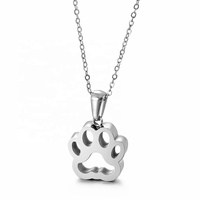 Collier minimaliste en acier inoxydable MECYLIFE avec empreinte de patte de chien ou de chat, bijoux mignons pour animaux de compagnie pour femmes et enfants