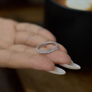 Dylam Dainty Tiny Design Anneaux fins <span class=keywords><strong>Cercle</strong></span> en argent sterling 925 5A Cubic Zircon Eternity Band Bagues de fiançailles pour mariage - Product Image 5