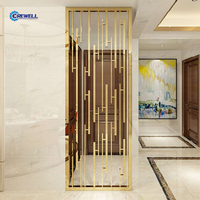 Paravent décoratif suspendu en acier inoxydable translucide découpé au laser, étanche, couleur or brillant, pour intérieur, par Foshan Hotel