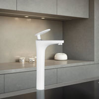 Robinet Mitigeur Monocommande Moderne Blanc Mat pour Lavabo avec Cartouche Céramique pour Salle de Bain