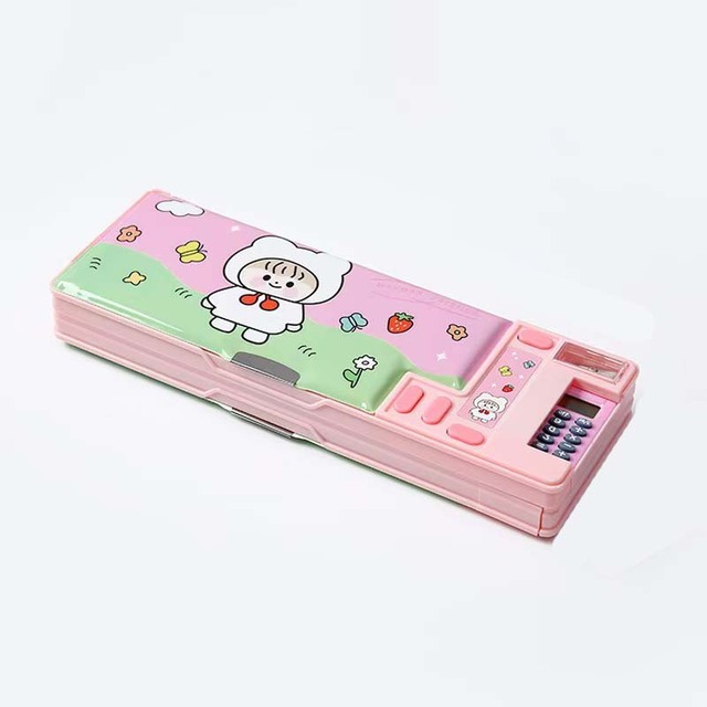 Student Plastic Stationery Pencil case Magnetic Double-sided Pencil case Creative Multi-functional Calculator Pen case