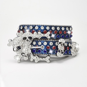 <span class=keywords><strong>Ceinture</strong></span> Vintage Style Punk <span class=keywords><strong>pour</strong></span> Hommes et Femmes, Style Hot Girl Européen et Américain, avec Croix, Crâne et Strass, en PU Tendance et Alliage - Product Image 2
