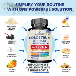 Cápsulas de Calostro Premium AegleWell 5250mg - con 40% de IgG, Probióticos y Vitamina C - Salud Inmunológica Familiar, Venta al por Mayor, Marca Privada - Product Image 3