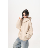Cardigan à capuche épais sweat femme Streetwear surdimensionné col montant à capuche épaissi couche d'air veste de sport